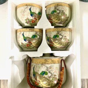 VINTAGE 20TH CENTURY JAPANESE PORCELAIN MIYA PEACOCK TEA POT